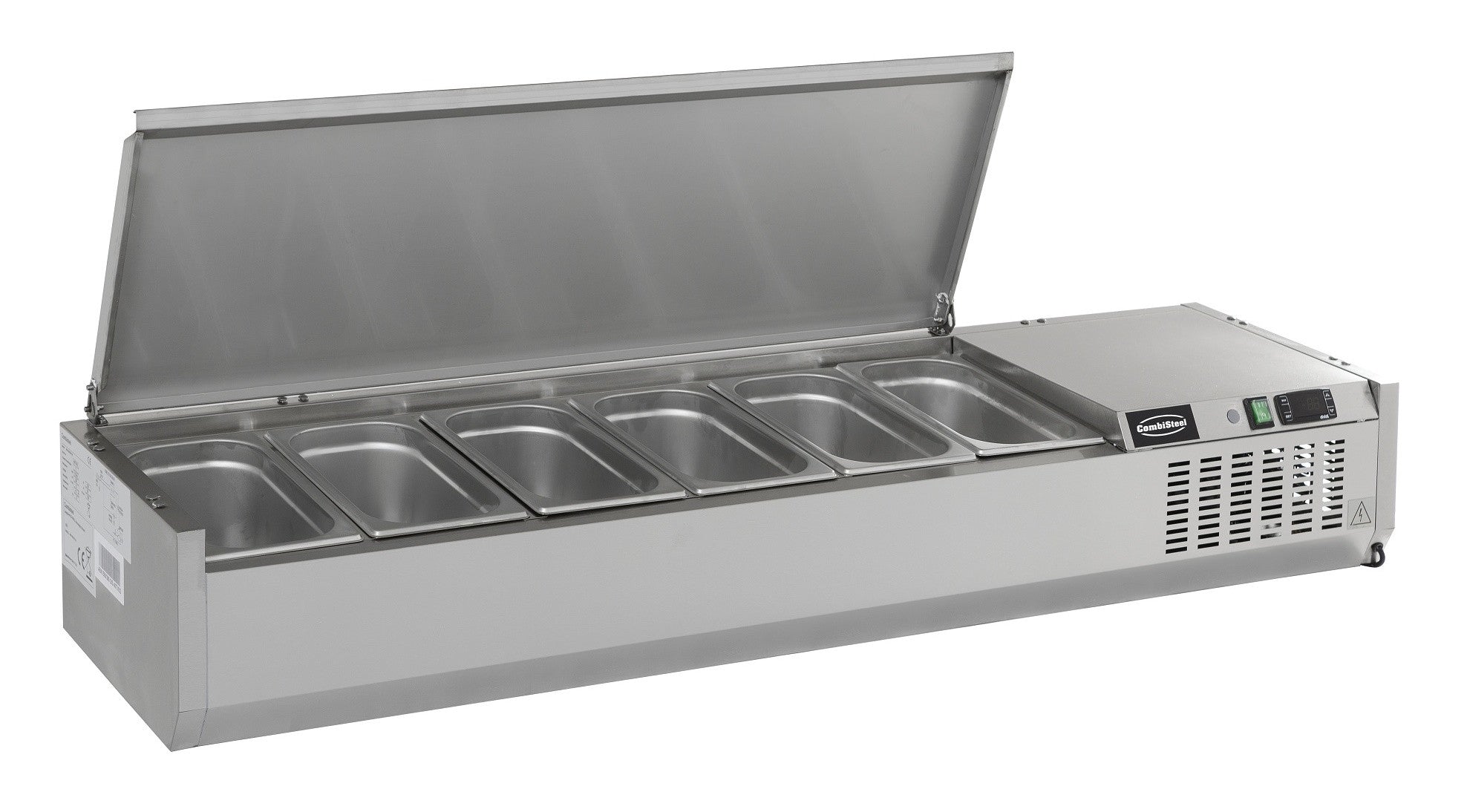 Puits réfrigéré couvercle inox 1/4 GN x 10 2000x335x225 mm 0.34 kW Combisteel - vue 2 - Saladette à Poser pro CHR - Cuistéo