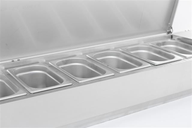 Puits réfrigéré couvercle inox 1/4 GN x 5 1200x335x225 mm 0.34 kW Combisteel - vue 4 - Saladette à Poser pro CHR - Cuistéo