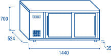 Comptoir de libre - service avec vitres sur 3 côtés 300 litres - Cool Head 1440x524x735 mm 370 W Coolhead - vue 6 - Vitrine réfrigérée à poser pro CHR - Cuistéo