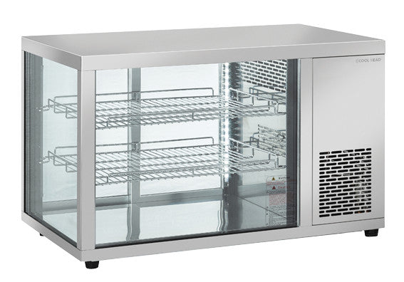 Comptoir libre - service 130 litres avec vitres sur 3 côtés - Cool Head 910x524x575 mm 370 W Coolhead - Vitrine réfrigérée à poser professionnel CHR - matériel cuisine pro - Cuistéo