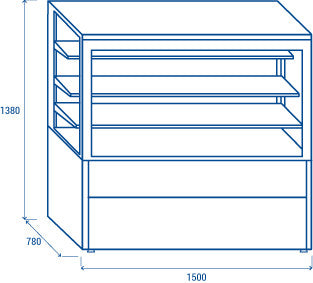 Vitrine réfrigérée - Service au comptoir - Cool Head 1500x780x1380 mm 443 L 373 W Coolhead - vue 6 - Vitrine réfrigérée 4 faces pro CHR - Cuistéo