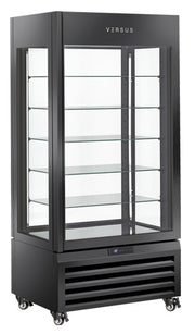 Vitrine réfrigérée 600 litres noire VRP 604B - Cool Head 900x650x1900 mm 247 W Coolhead - Vitrine réfrigérée 4 faces professionnel CHR - matériel cuisine pro - Cuistéo