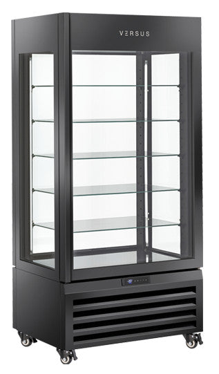 Vitrine réfrigérée 600 litres noire VRP 604B - Cool Head 900x650x1900 mm 247 W Coolhead - Vitrine réfrigérée 4 faces professionnel CHR - matériel cuisine pro - Cuistéo