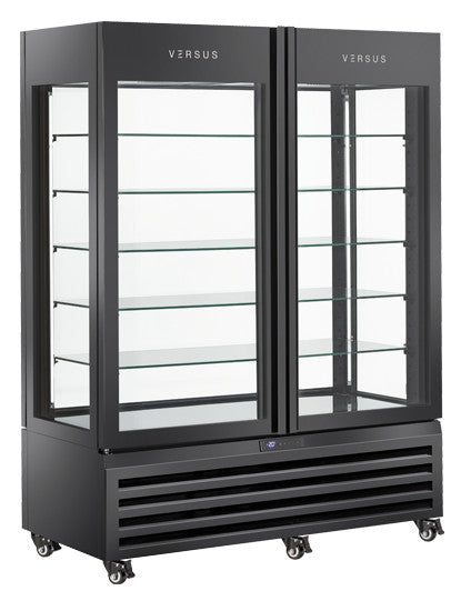 Vitrine Réfrigérée 804B - 800 l Noire VRP 804B - Cool Head 1420x650x1900 mm 556 W Coolhead - Vitrine réfrigérée 4 faces professionnel CHR - matériel cuisine pro - Cuistéo