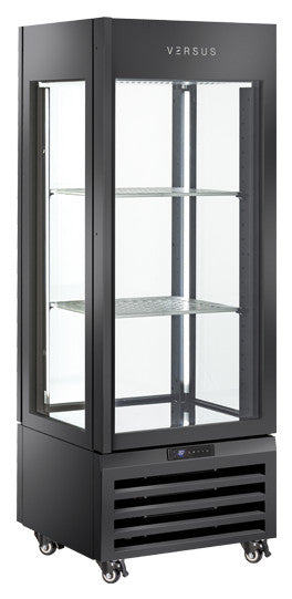 Vitrine réfrigérée panoramique 440 l noire RV 404B - Cool Head 700x650x1900 mm 247 W Coolhead - Vitrine réfrigérée 4 faces professionnel CHR - matériel cuisine pro - Cuistéo