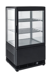 Vitrine réfrigérée - 58 L - 3 étages - Cadre noir - LED - Thermostat numérique - 2 étagères réglables - Cool Head 180 W Coolhead - Vitrine réfrigérée à poser professionnel CHR - matériel cuisine pro - Cuistéo