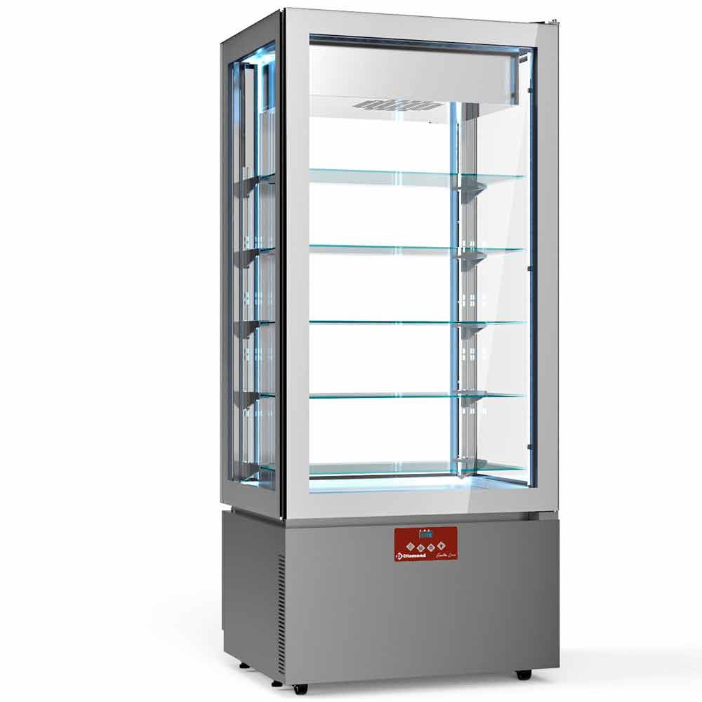Vitrine ventilée 4 cotés vitrés - 5 niveaux - Diamond