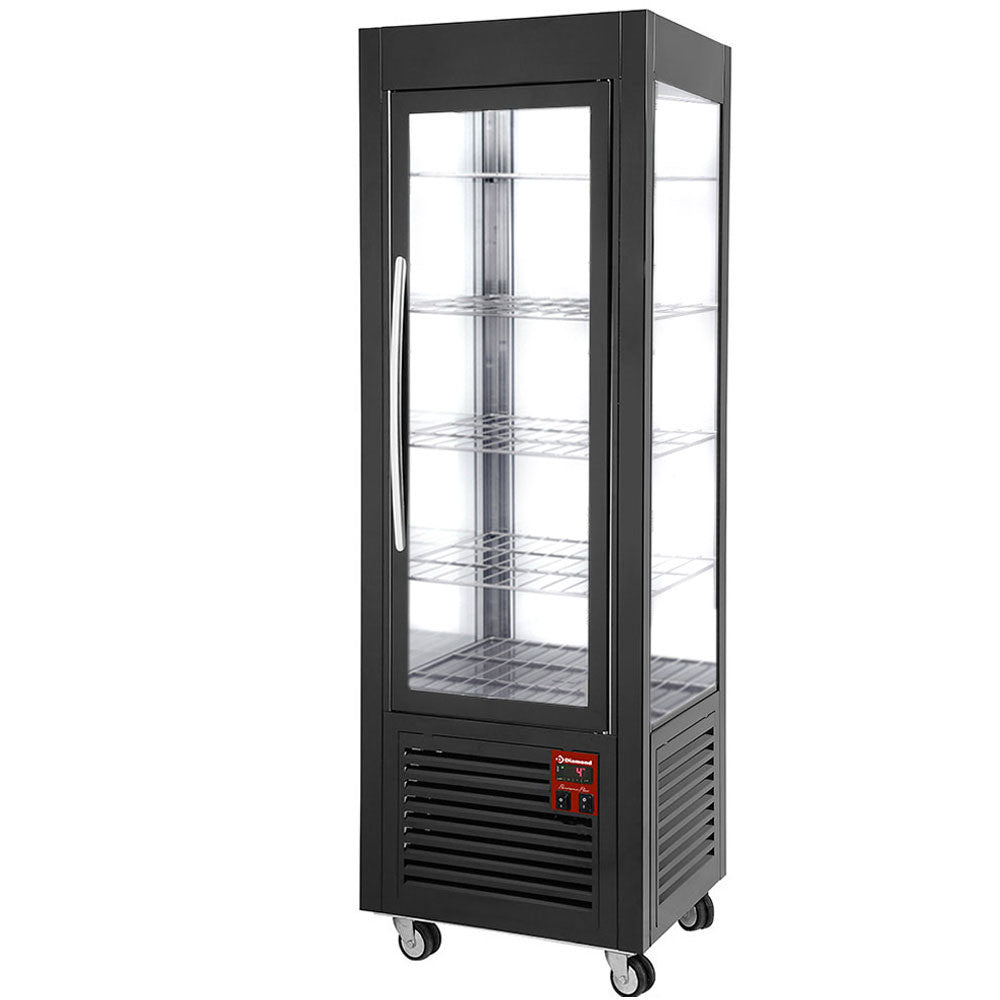 Vitrine panoramique 5 grilles 360L noire - Diamond