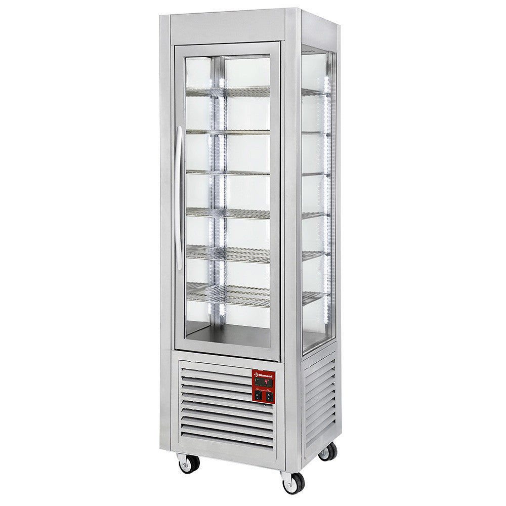 Vitrine panoramique 5 grilles ventilée 360L inox - Diamond