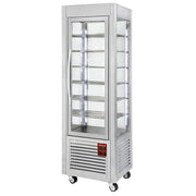 Vitrine panoramique 5 niveaux 360L inox - roues - Diamond
