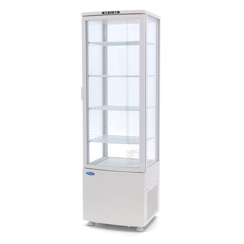 Réfrigérateur vitré - 235L - 52cm - Blanc 250 W Maxima - Vitrine réfrigérée 4 faces professionnel CHR - matériel cuisine pro - Cuistéo