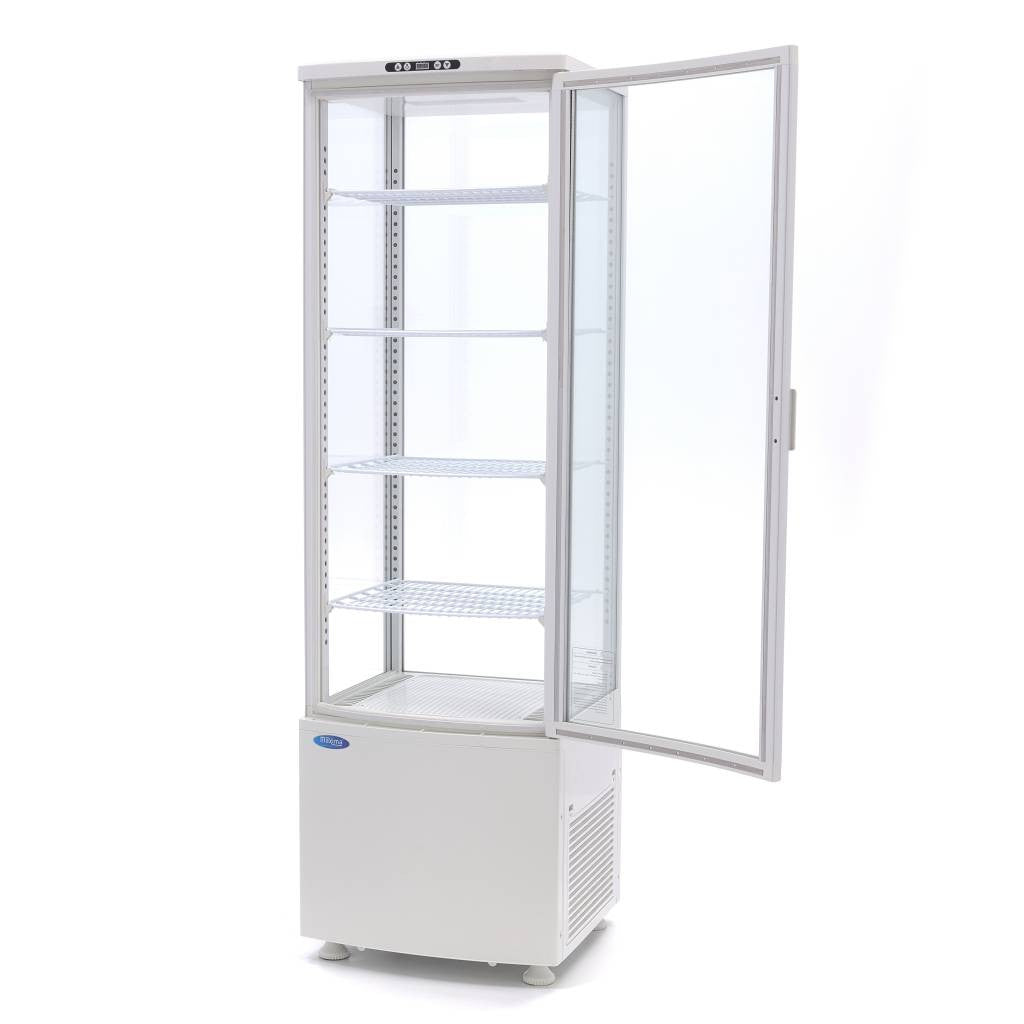Réfrigérateur vitré - 235L - 52cm - Blanc 250 W Maxima - vue 2 - Vitrine réfrigérée 4 faces pro CHR - Cuistéo