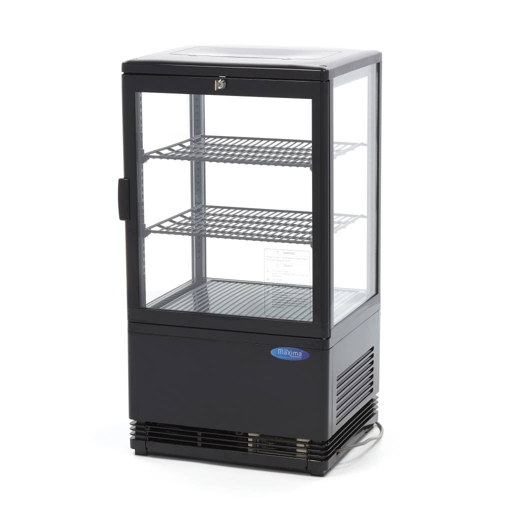 Réfrigérateur vitré - 58L - 43cm - Noir 180 W Maxima - Vitrine réfrigérée 4 faces professionnel CHR - matériel cuisine pro - Cuistéo
