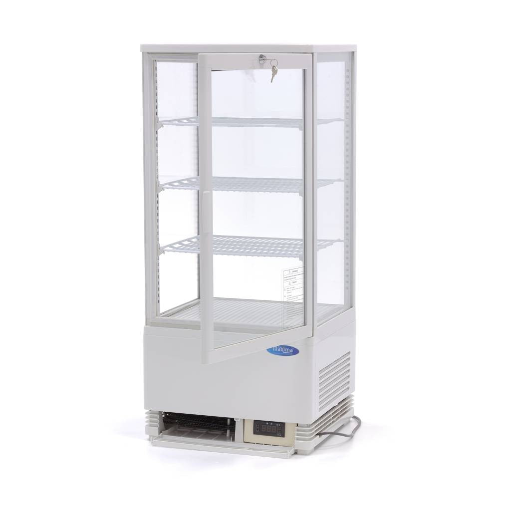 Réfrigérateur vitré - 78L - 43cm - Blanc 180 W Maxima - vue 2 - Vitrine réfrigérée 4 faces pro CHR - Cuistéo