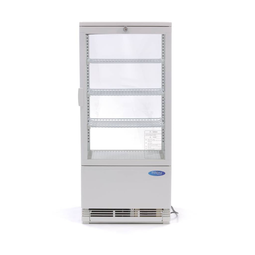 Réfrigérateur vitré - 78L - 43cm - Blanc 180 W Maxima - vue 4 - Vitrine réfrigérée 4 faces pro CHR - Cuistéo