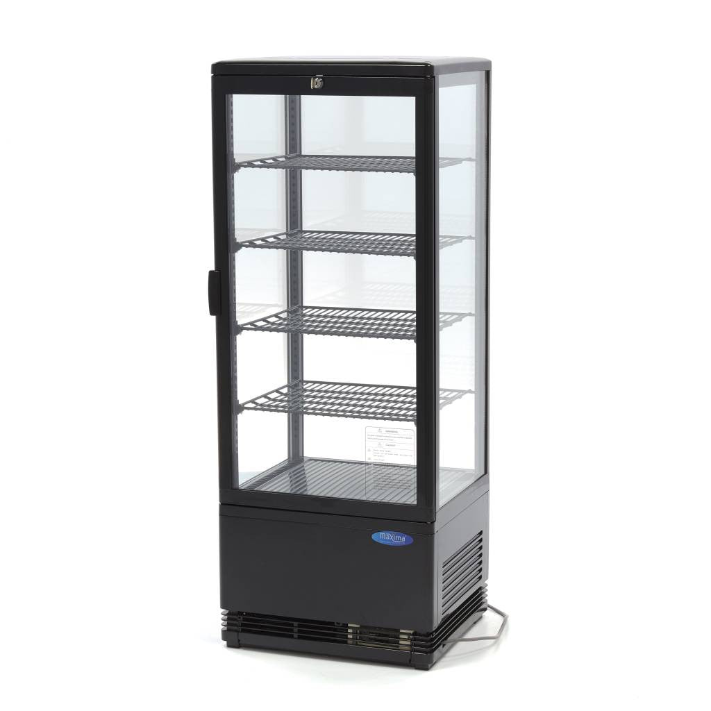 Réfrigérateur vitré - 98L - 43cm - Noir 180 W Maxima - Vitrine réfrigérée 4 faces professionnel CHR - matériel cuisine pro - Cuistéo