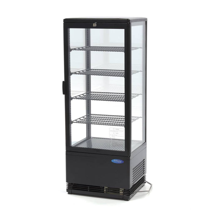 Réfrigérateur vitré - 98L - 43cm - Noir 180 W Maxima - Vitrine réfrigérée 4 faces professionnel CHR - matériel cuisine pro - Cuistéo