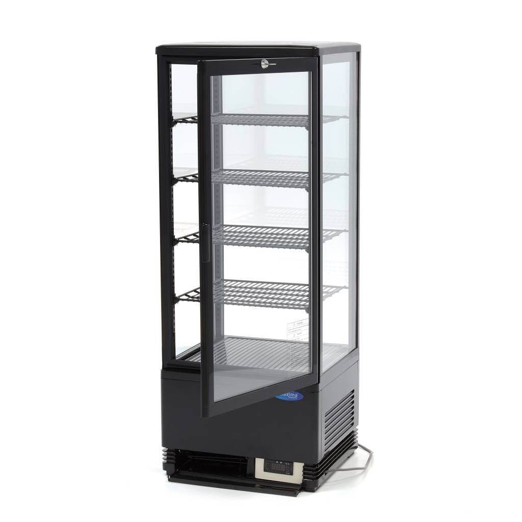 Réfrigérateur vitré - 98L - 43cm - Noir 180 W Maxima - vue 2 - Vitrine réfrigérée 4 faces pro CHR - Cuistéo