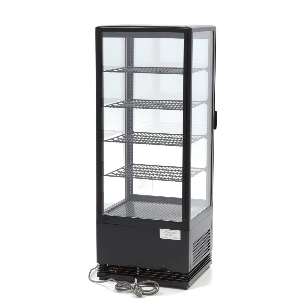 Réfrigérateur vitré - 98L - 43cm - Noir 180 W Maxima - vue 3 - Vitrine réfrigérée 4 faces pro CHR - Cuistéo