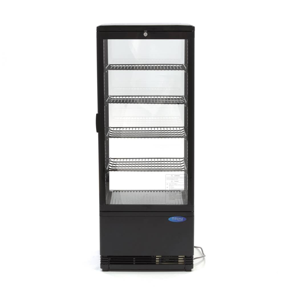 Réfrigérateur vitré - 98L - 43cm - Noir 180 W Maxima - vue 4 - Vitrine réfrigérée 4 faces pro CHR - Cuistéo