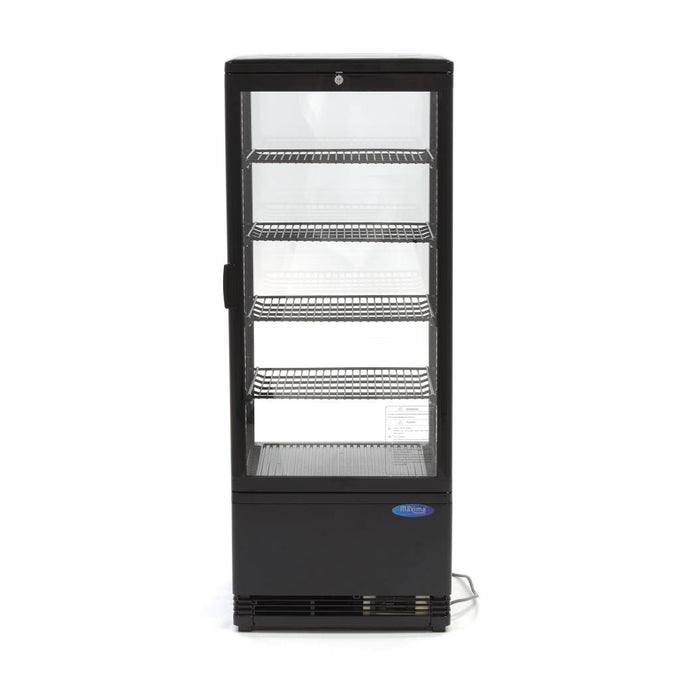 Réfrigérateur vitré - 98L - 43cm - Noir 180 W Maxima - vue 4 - Vitrine réfrigérée 4 faces pro CHR - Cuistéo