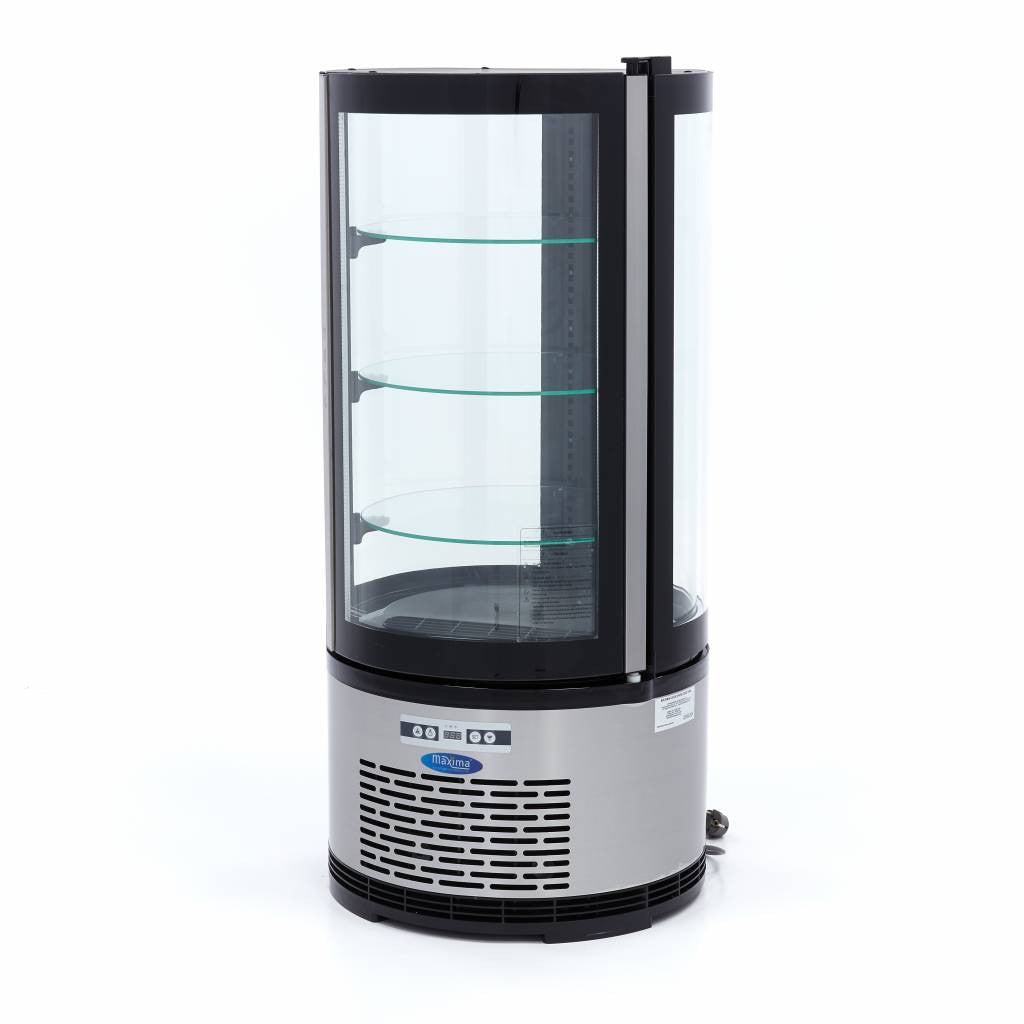 Réfrigérateur Vitrine - 100L - 48cm - Rond 180 W Maxima - Vitrine réfrigérée 4 faces professionnel CHR - matériel cuisine pro - Cuistéo