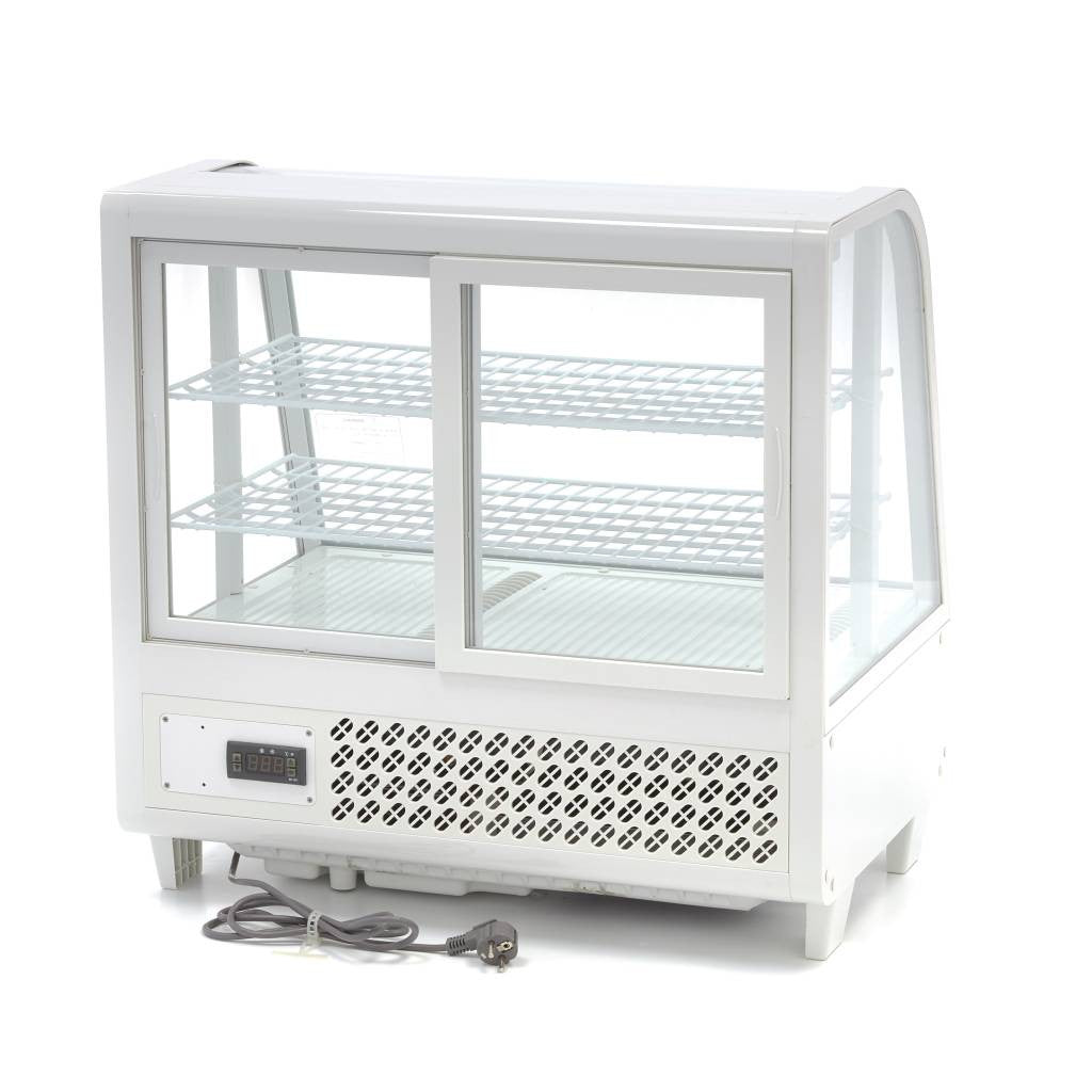 Réfrigérateur Vitrine - 100L - 68cm - Blanc 160 W Maxima - vue 2 - Vitrine réfrigérée 4 faces pro CHR - Cuistéo