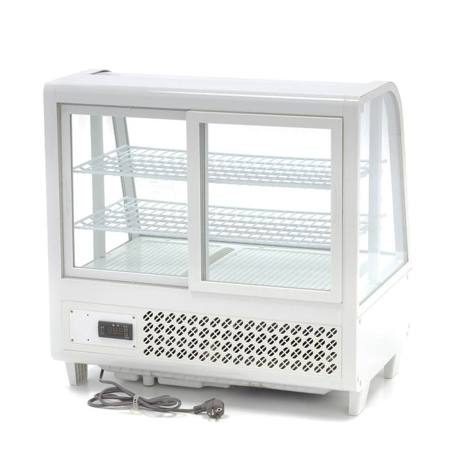 Réfrigérateur Vitrine - 100L - 68cm - Blanc 160 W Maxima - vue 2 - Vitrine réfrigérée 4 faces pro CHR - Cuistéo