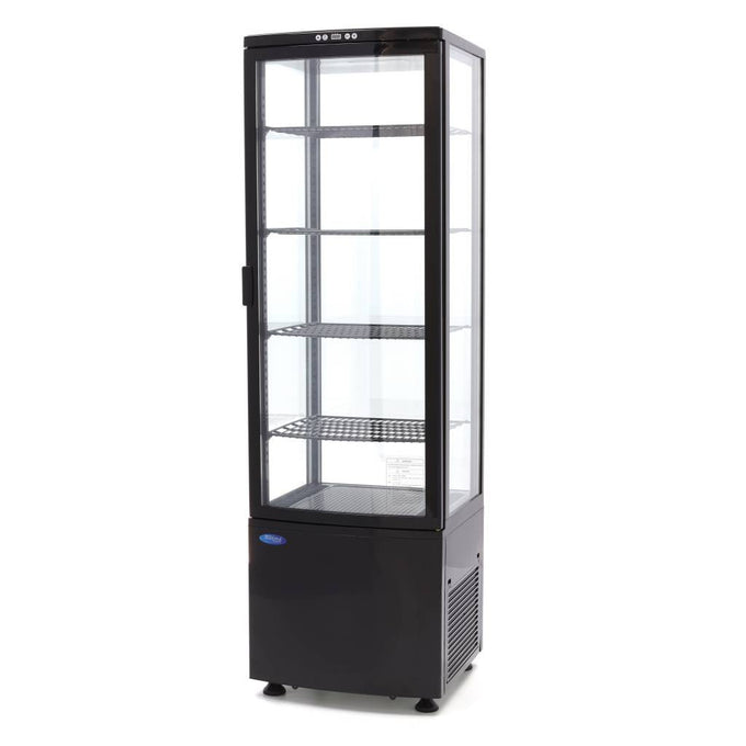 Réfrigérateur Vitrine - 235L - 52cm - Noir 250 W Maxima - Vitrine réfrigérée 4 faces professionnel CHR - matériel cuisine pro - Cuistéo