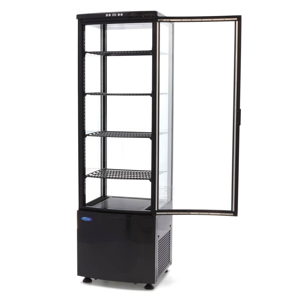 Réfrigérateur Vitrine - 235L - 52cm - Noir 250 W Maxima - vue 2 - Vitrine réfrigérée 4 faces pro CHR - Cuistéo