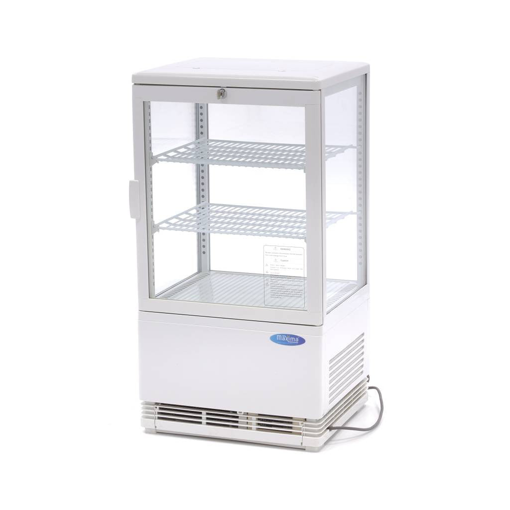 Réfrigérateur vitrine - 58L - 43cm - Blanc 180 W Maxima - Vitrine réfrigérée 4 faces professionnel CHR - matériel cuisine pro - Cuistéo