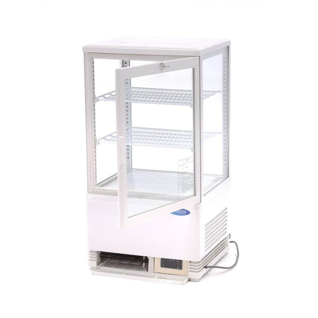 Réfrigérateur vitrine - 58L - 43cm - Blanc 180 W Maxima - vue 2 - Vitrine réfrigérée 4 faces pro CHR - Cuistéo