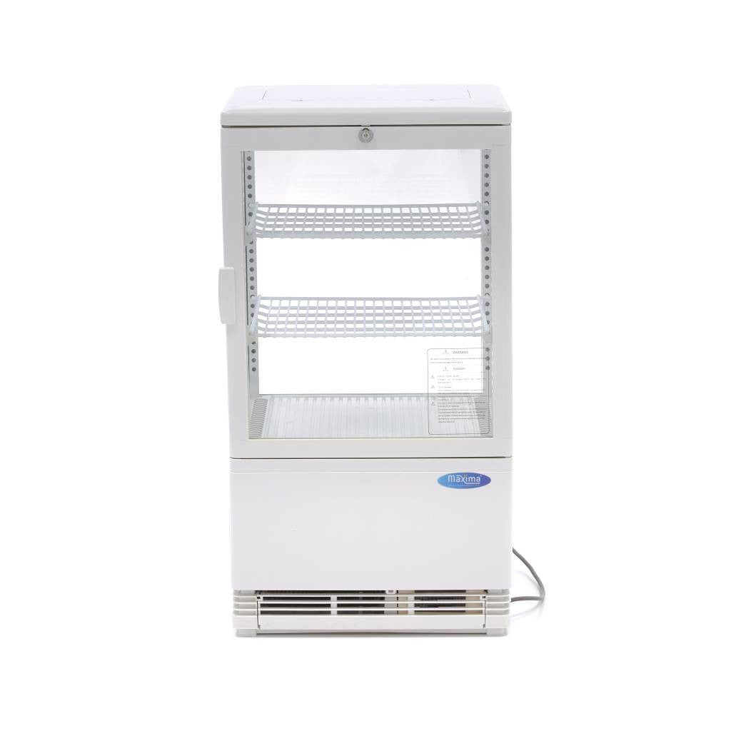 Réfrigérateur vitrine - 58L - 43cm - Blanc 180 W Maxima - vue 4 - Vitrine réfrigérée 4 faces pro CHR - Cuistéo