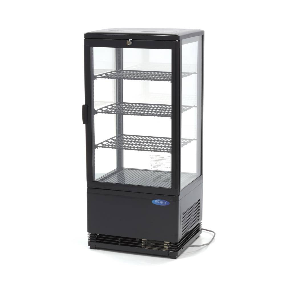 Réfrigérateur vitrine - 78L - 43cm - Noir 180 W Maxima - Vitrine réfrigérée 4 faces professionnel CHR - matériel cuisine pro - Cuistéo