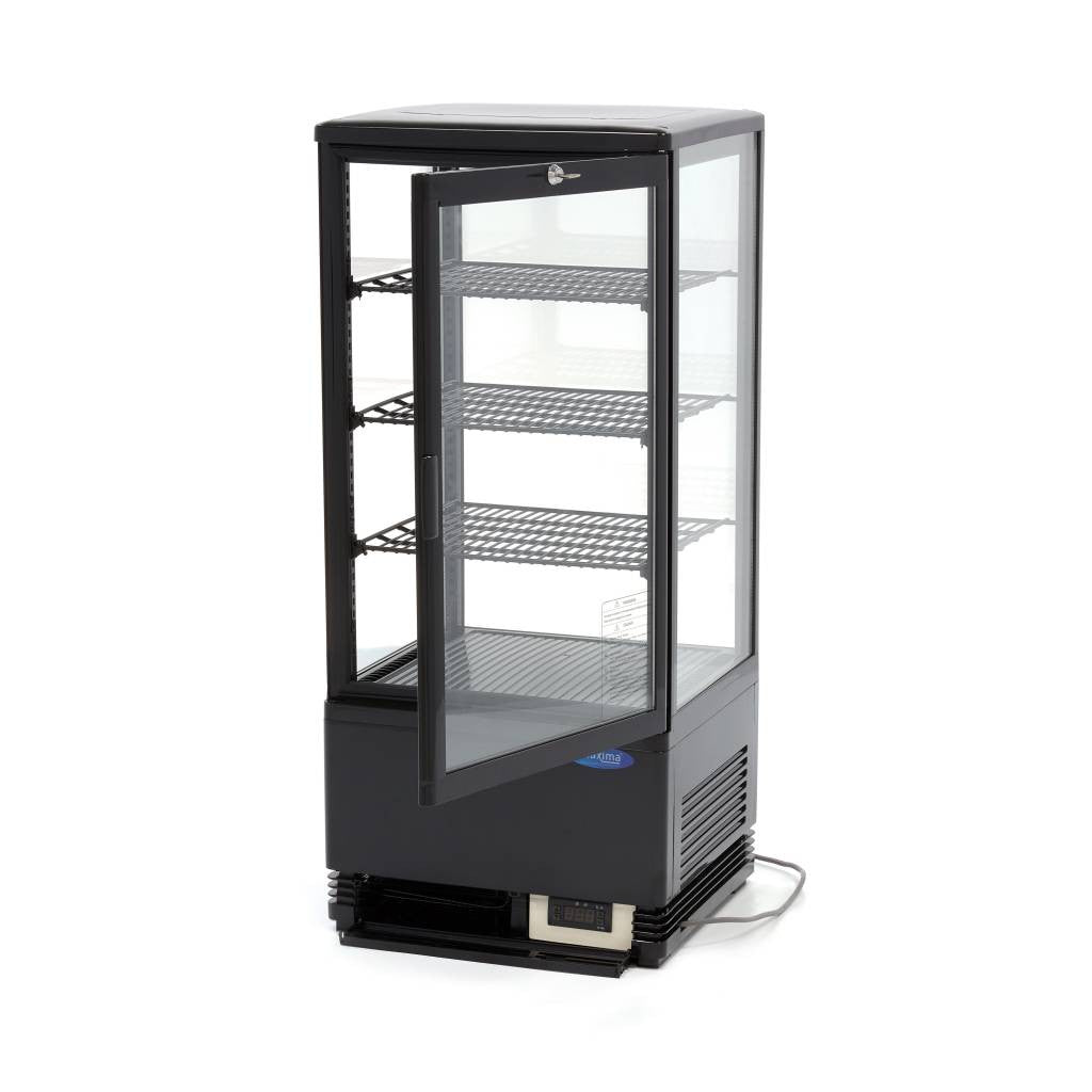 Réfrigérateur vitrine - 78L - 43cm - Noir 180 W Maxima - vue 2 - Vitrine réfrigérée 4 faces pro CHR - Cuistéo