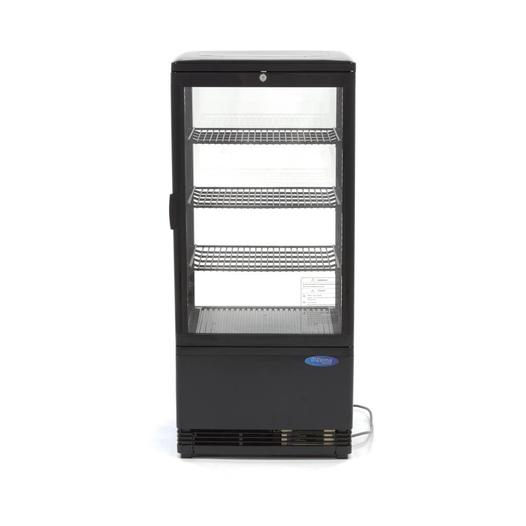 Réfrigérateur vitrine - 78L - 43cm - Noir 180 W Maxima - vue 4 - Vitrine réfrigérée 4 faces pro CHR - Cuistéo
