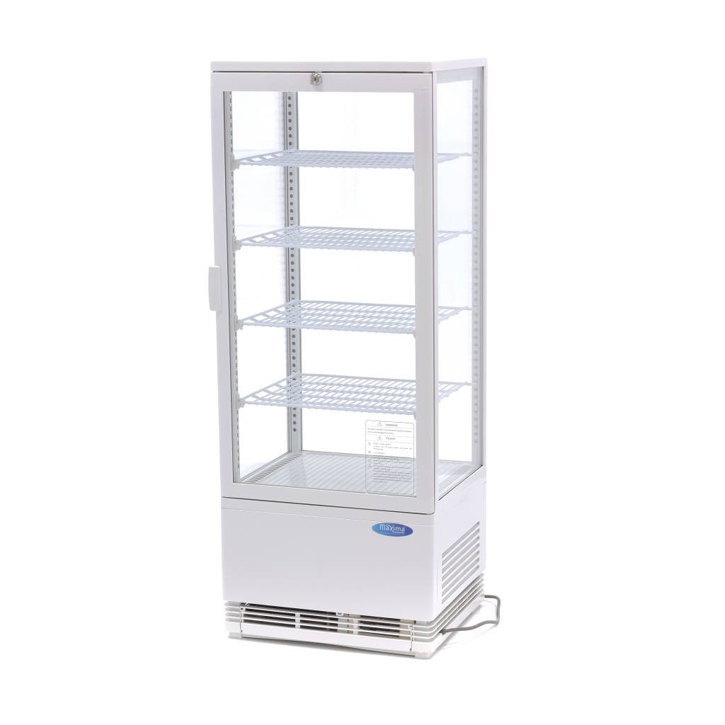 Réfrigérateur Vitrine - 98L - 43cm - Blanc 180 W Maxima - Vitrine réfrigérée 4 faces professionnel CHR - matériel cuisine pro - Cuistéo