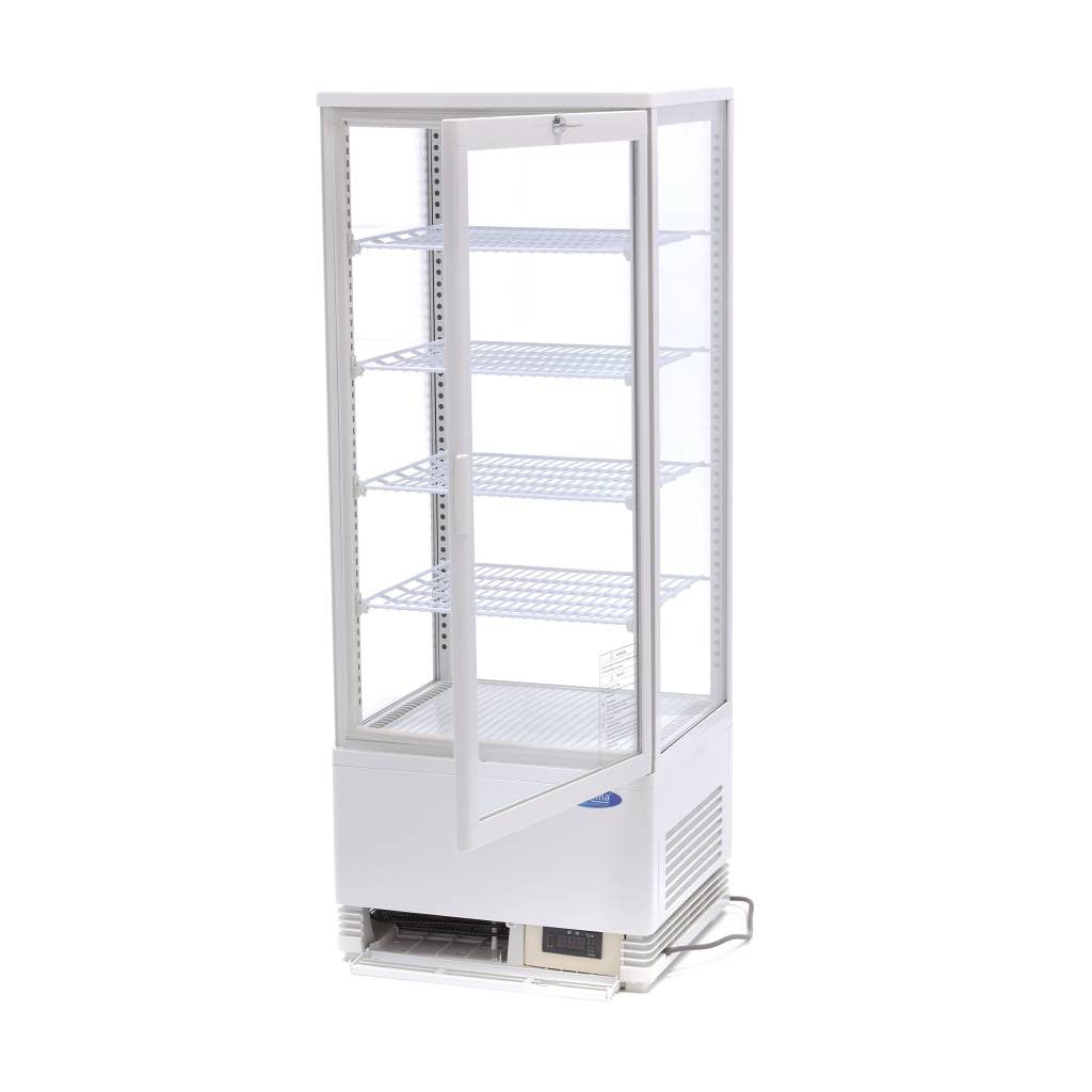 Réfrigérateur Vitrine - 98L - 43cm - Blanc 180 W Maxima - vue 2 - Vitrine réfrigérée 4 faces pro CHR - Cuistéo