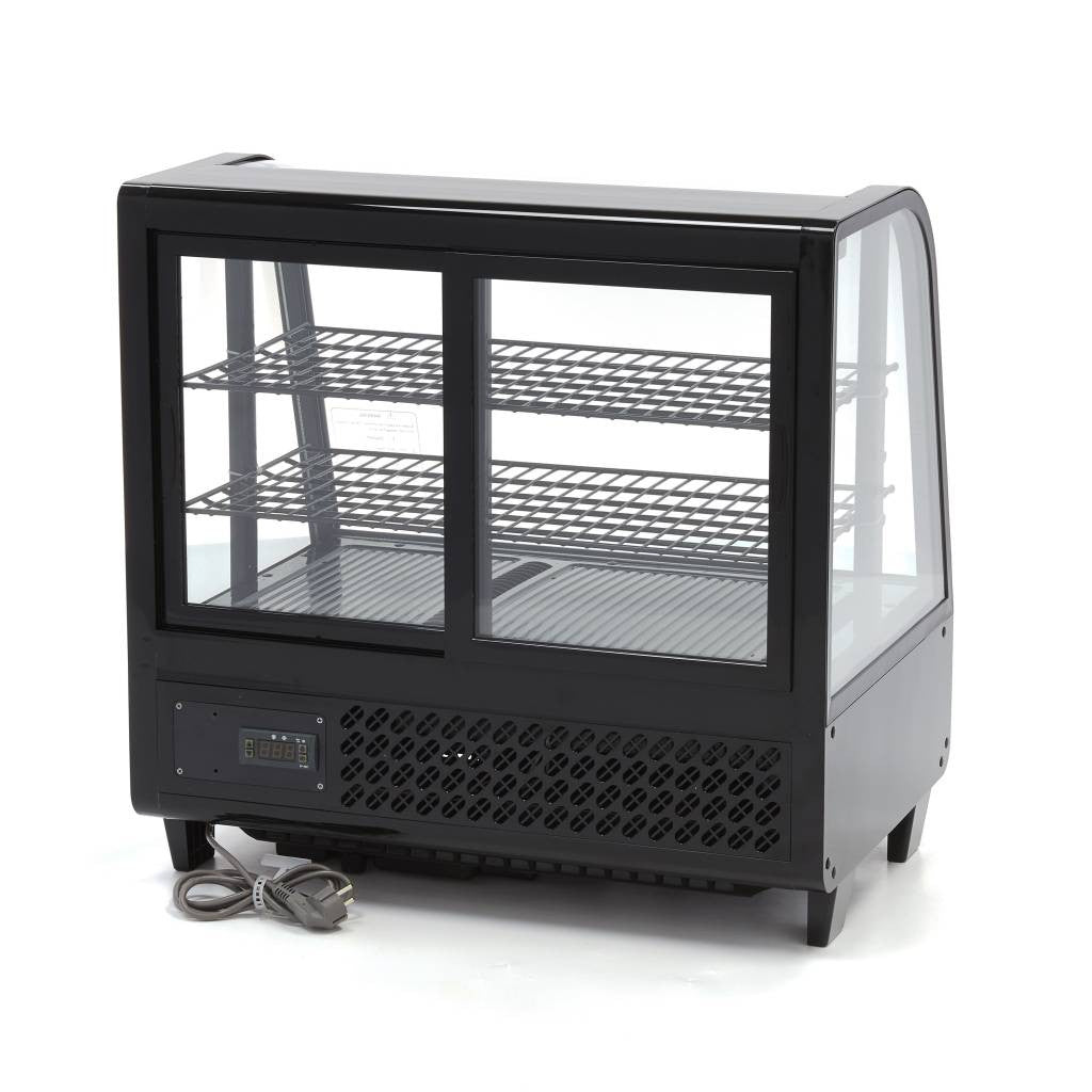 Vitrine réfrigérée - 100L - 68cm - Noir - Porte Coulissante arrière 160 W Maxima - vue 2 - Vitrine réfrigérée à poser pro CHR - Cuistéo