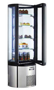 Vitrine à gâteaux - 360L - Température +2/+8°C - Étagère rotative - Éclairage LED inox Saro - Vitrine réfrigérée 4 faces professionnel CHR - matériel cuisine pro - Cuistéo