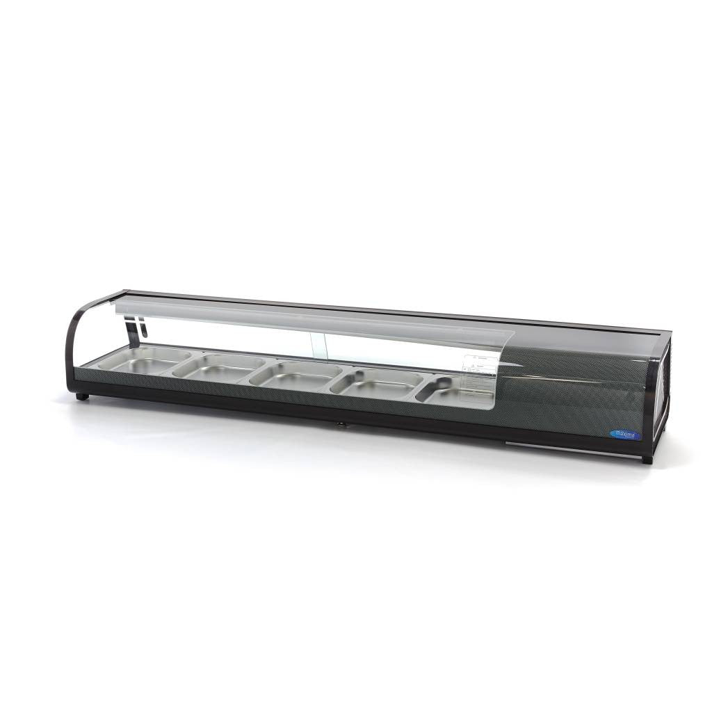 Vitrine à Sushi et Tapas - 132 litres - inclut 5 x 1/2 GN - Sur table inox 160 W Maxima - Vitrine sushi/tapas professionnel CHR - matériel cuisine pro - Cuistéo
