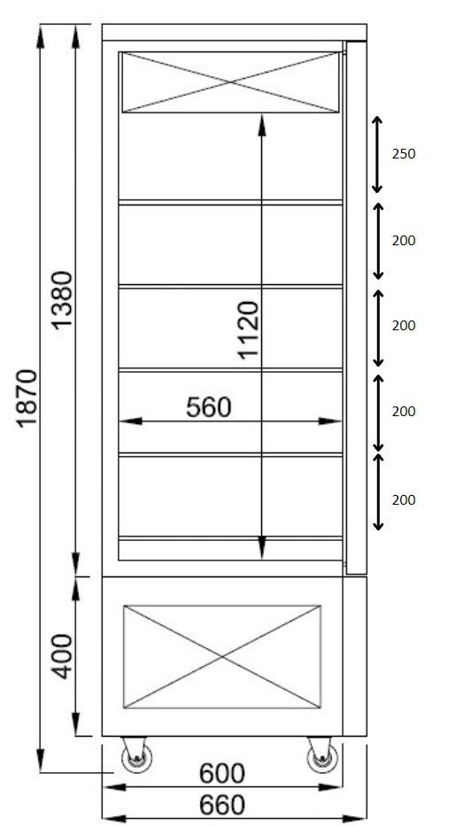 Vitrine de pâtisserie réfrigérée 400 litres 800x660x1870 mm 0.55 kW Combisteel - vue 2 - Vitrine pâtisserie pro CHR - Cuistéo