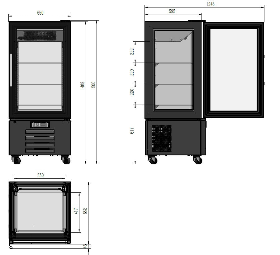 Vitrine de pâtisserie réfrigérée 1500 mm 280 L 0.32 kW Combisteel - vue 2 - Vitrine pâtisserie pro CHR - Cuistéo