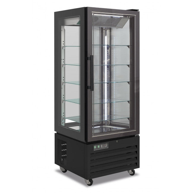 KlimaItalia - Vitrine réfrigérée pour pâtisseries en verre à quatre côtés sans givre Modèle VICTORIA85NFPBLACK