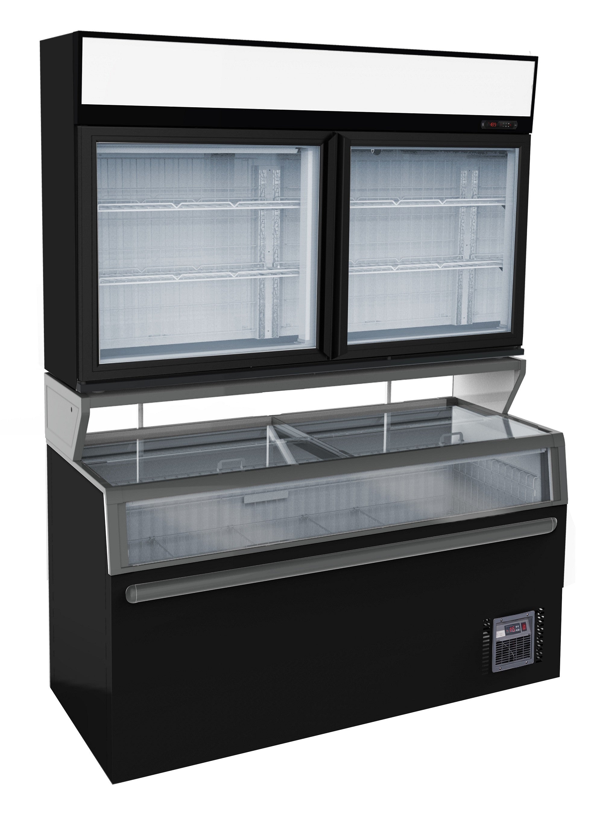 Chambre murale frigorifiques noir - portes verre 1454x890x2110 mm 373 L 1.15 kW Combisteel - Vitrine réfrigérée horizontale professionnel CHR - matériel cuisine pro - Cuistéo