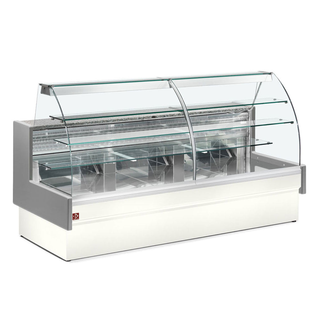 Comptoir vitrine réfrigérée vitre courbe gris / blanc - Diamond