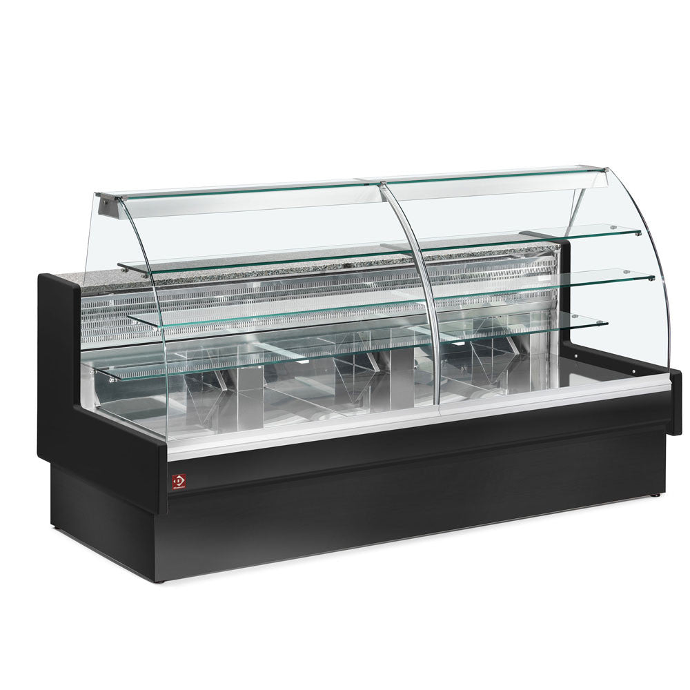 Comptoir vitrine réfrigérée vitre courbe noir - Diamond