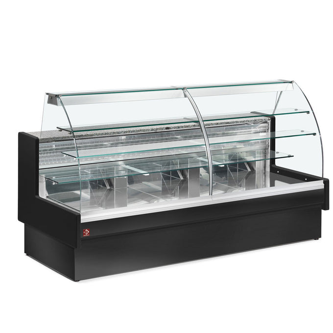 Comptoir vitrine réfrigérée vitre courbe noir - Diamond