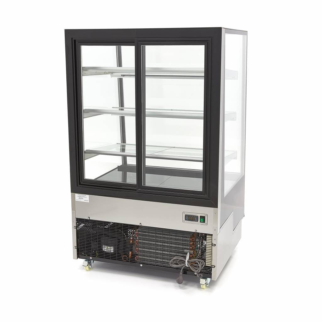 Réfrigérateur vitré - 400L - 90cm - sur roulettes 450 W Maxima - vue 3 - Vitrine réfrigérée 4 faces pro CHR - Cuistéo