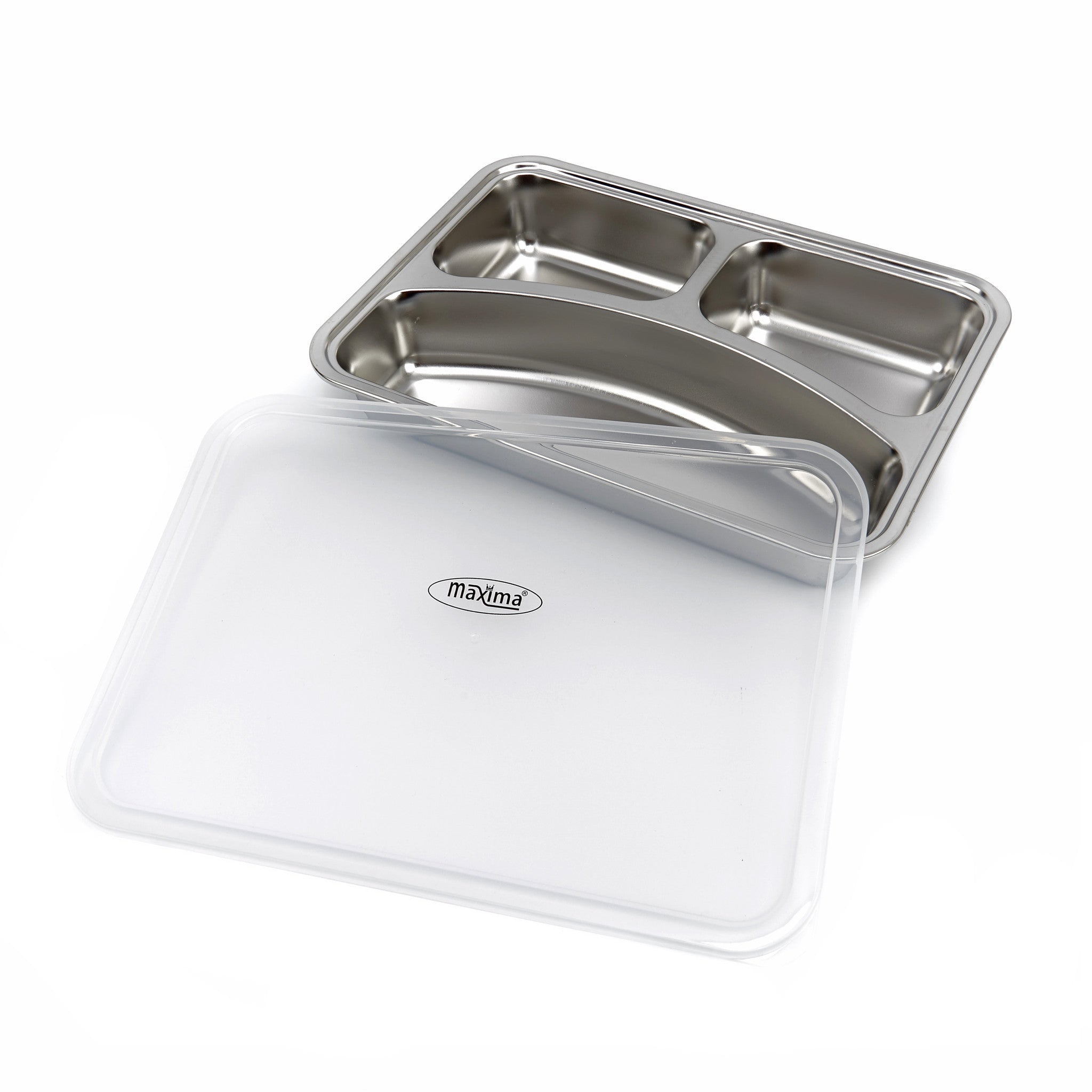 Assiette - 3 compartiments - Acier inoxydable - Compatible lave-vaisselle Maxima - vue 2 - Assiette spéciale pro CHR - Cuistéo